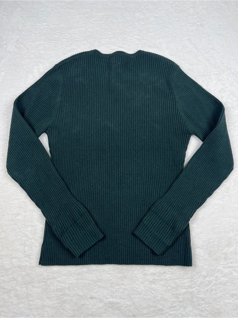 Vintage M.T. Morgan Taylor Studio Wool Ribbed Sweater L Dark Green 90s